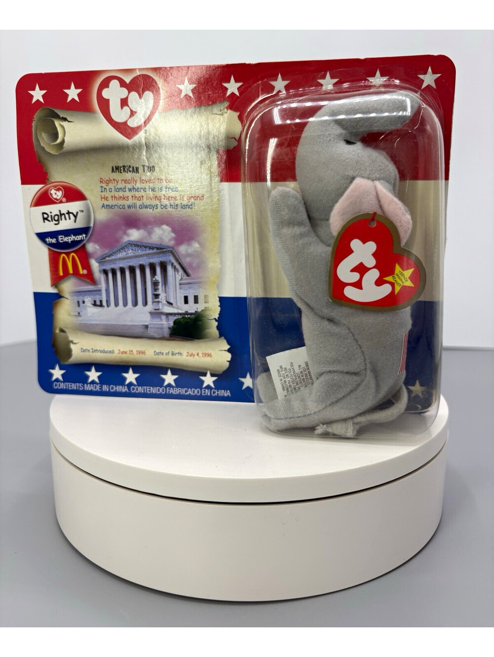 Ty Beanie Babies Righty the Elephant McDonald’s Teenie Beanie Baby 2000